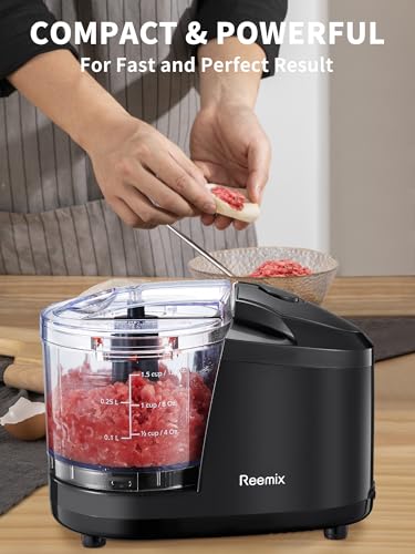 Reemix 1.5-Cup Electric Food Chopper, 100W Mini Food Processor Meat Grinder