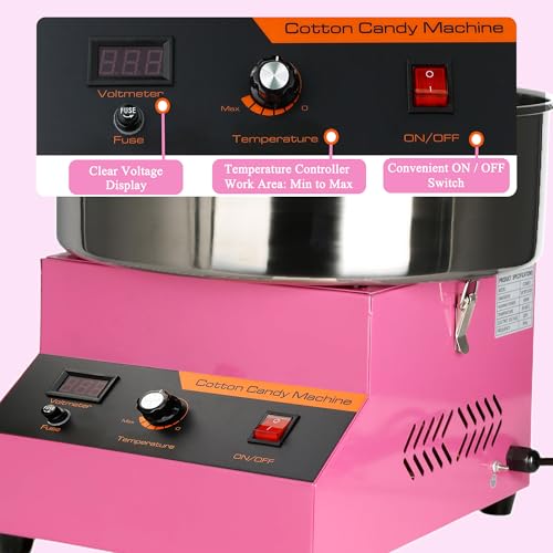 Cotton Candy Machine, Cotton Candy Maker, 1000W Electric Cotton Candy Maker Machine, Quick 3-4 Min Preheat, Commercial Cotton Candy Maker for Home, Events, Parties, and Small Business