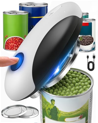 Electric Can Opener, One Touch Safety Automatic Can Opener - Easy Smooth Edge Hands Free, Battery Operated Openers Fits Most Cans, Ideal for Seniors People with Weak Hands & Arthritis