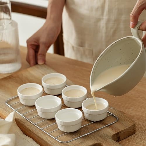 Feenmai Ramekins 2 oz Oven Safe - Ceramic Creme Brulee Ramekins Set of 6, Small Desserts Baking Bowls, Porcelain Souffle Dishes Pudding Custard Cups, White Dipping Bowls - RAMEKIN DISH