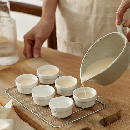 Feenmai Ramekins 2 oz Oven Safe - Ceramic Creme Brulee Ramekins Set of 6, Small Desserts Baking Bowls, Porcelain Souffle Dishes Pudding Custard Cups, White Dipping Bowls - RAMEKIN DISH