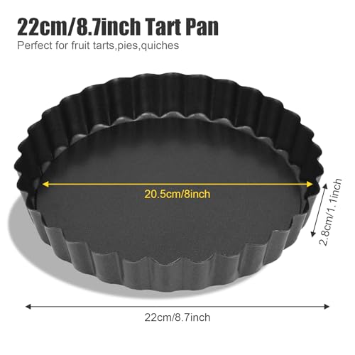 Mooisco Tart Pan Removable Bottom 8 Inch Tart Pans Round Nonstick Quiche Pan Carbon Steel Quiche Baking Dish with Fluted Edges Fruit Tart Molds for Baking Pie Mold Pizza Chiffon Cake Dessert