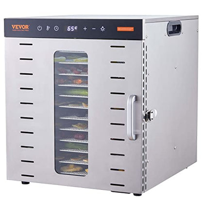 VEVOR Food Dehydrator, 10 Trays Stainless Steel Food Dehydrator Machine, 1000W Dehydrators with Digital Adjustable Timer & Temp, Dehydrator for Jerky Herb Meat Beef Fruit Dog Treats and Vegetables
