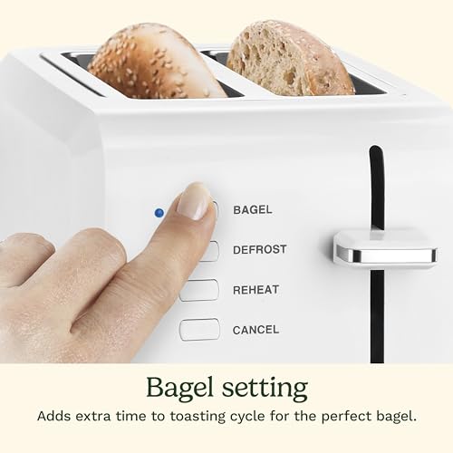 Cuisinart CPT-122 2-Slice Compact Plastic Toaster, Slots for Bagels & Bread, 7 Shade Settings, Cancel/Defrost/Reheat Functions, Removable Crumb Tray, Small Kitchen Appliance for Home & Office, White