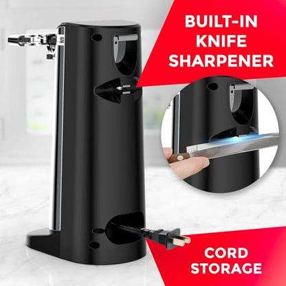 POHL SCHMITT Electric Can Opener, Knife Sharpener & Bottle Opener, Easy Push Down Lever, Works with Standard And Pop-Top Cans, Durable Stainless Steel & ABS - Kitchen Essentials and Accessories