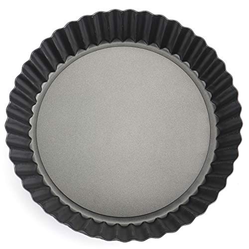 Tosnail Deep Tart Pan, 9.5" x 2" Quiche Pie Pan with Removable Loose Bottom, Fluted Baking Pan