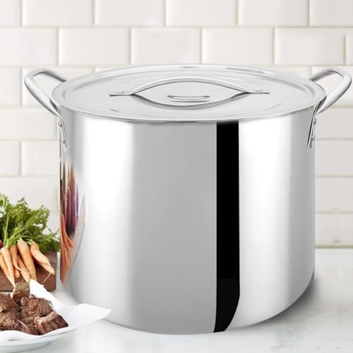 Bene Casa Stainless-Steel Stock Pot with lid, 16-quart capacity stock pot, reinforced bottom stainless-steel stock pot
