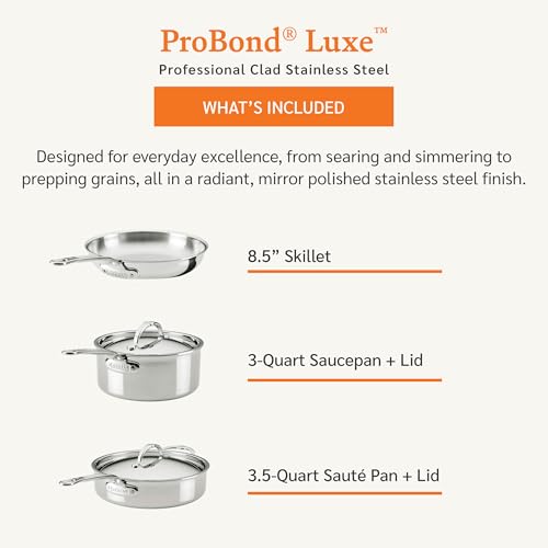 Hestan ProBond Luxe 5-Piece Professional Clad Stainless Steel Cookware Set