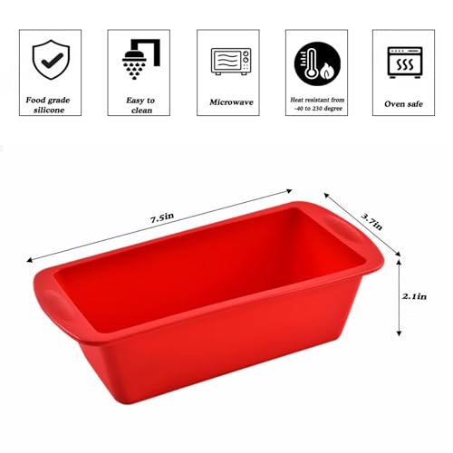 AVIDON Silicone Baking Pans Sets - Nonstick Bakeware Set with Loaf Pan, Muffin Pan, Square/Round Cake Pan, silicone baking molds for baking cakes, loaf, bread (7.5inch loaf pan x 4 packs)