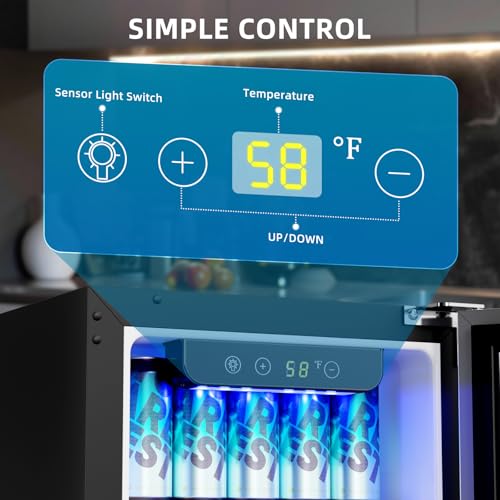 Antarctic Star 15 Inch Undercounter Beverage Refrigerator, 135 Can Built-in or Freestanding Compact Beverage Cooler with Stainless Steel Door, Outdoor Refrigerator for Patio Home Kitchen