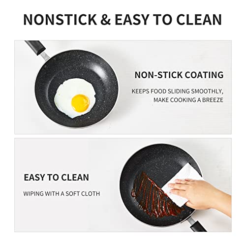 RATWIA Frying Pan 3-Piece Set, Nonstick Skillet Set for Induction Cooktop, Frying Pan Nonstick 8 Inch+9.5 Inch +11 Inch (Black)