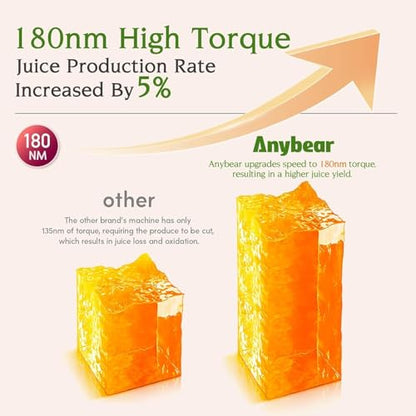 Anybear Cold Press Juicer 200W Masticating Slow Juicer 4.3" Large Feed Chute Fit Whole Fruits Vegetables | Upgraded Auger | Tritan Material | BPA Free | Juice Recipes (Silver Gray)