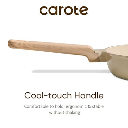 CAROTE 10" Frying Pan Set, Ceramic Frying Pan, Non-Toxic PTFE & PFOA Free Fry Pan & Omelet Pan, Compatible with Induction, Gas Cooktops