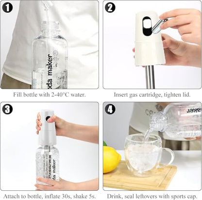 Soda Siphon 1L,Portable Sparkling Water Maker Carbonated Water Machine