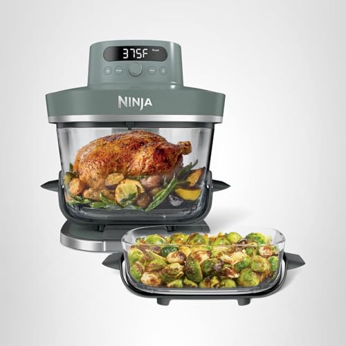 Ninja Crispi Pro 6-in-1 Glass Air Fryer | With Nontoxic, 6qt & 2.5qt Containers & Lids | Microwave, Freezer, Dishwasher Safe | 450°F Max Temp | 1800 Watt | Ash Grey | AS101DG