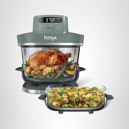 Ninja Crispi Pro 6-in-1 Glass Air Fryer | With Nontoxic, 6qt & 2.5qt Containers & Lids | Microwave, Freezer, Dishwasher Safe | 450°F Max Temp | 1800 Watt | Ash Grey | AS101DG