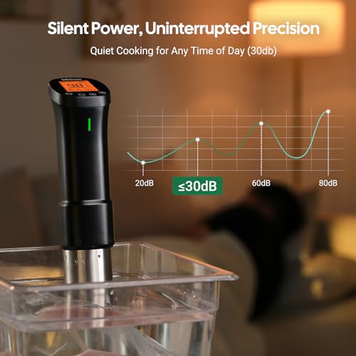 InkSous WIFI 2.4G Sous Vide Cooker 1000W Immersion Circulator with APP 18 Recipes,Alarm,Calibration & Timer, 3D Water Fast Heating Ultra-Quiet Sous Vide Machine ISSV-200-W