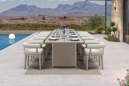 PURPLE LEAF Patio Dining Set 11 Pieces Luxury Modern Conversation Set Aluminum Large Rectangle Dining Table and Chairs with Olefin Cushion Outdoor Furniture Set for Garden Porch Deck Backyard