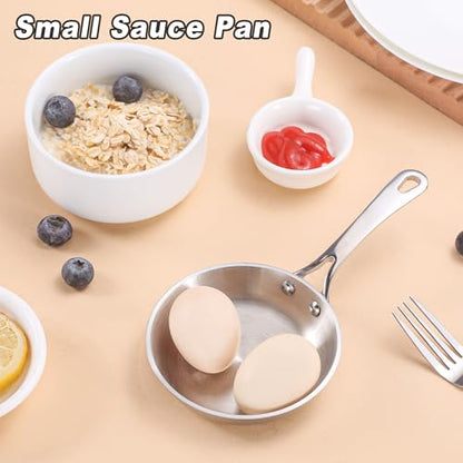 KC-Emier Mini Sauce Pan, Tri-Ply Stainless Steel Pot with Stay-Cool Handle Heating Sauce Gravy & Oil (4 Inch/0.12Quart) -Silver