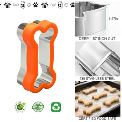 Dog Cookie Cutter Set, 9 Pieces - Bone, Paw Print, Puppy Shape Cookie Mold, Stainless Steel Dog Treats Biscuit Cutters with Plastic Cover, Assorted Sizes