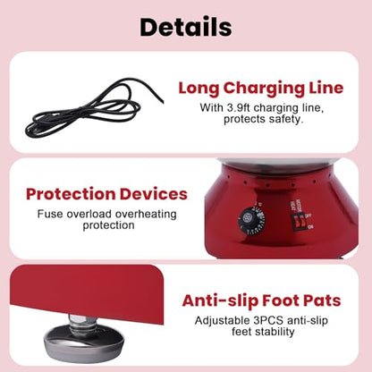 Chocolate Fountain Machine, 5 Tier Chocolate Fondue Fountain with Capability 7 lb Commercial Hot Chocolate Fondue Tower for Nacho Cheese Liqueurs Party Wedding 230W (Red)