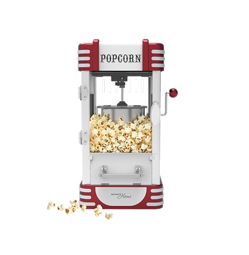 MAGNAVOX HOME, Popcorn Maker Machine Movie Theater/Cinema Style Popper with 2-Sided Serving Scoop. 2.5 Ounce, Red