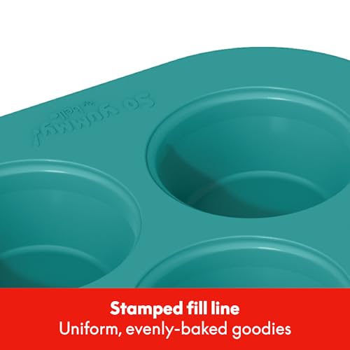 SO YUMMY by bella Baker’s Dozen Muffin Pan, 13 Round Cups Metal Baking Pan w Nonstick Coating & Stamped Fill Lines, PFAS Free, Dishwasher & Oven Safe, for Muffins & Cupcakes, Moonstruck