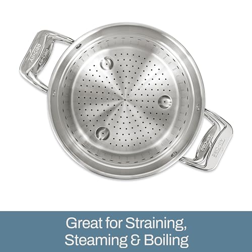 All-Clad Stockpot 8 qt Stainless Steel Multipot With Insert & Lid, Stainless Steel Pot, Induction, Oven Broiler Safe 600F Skillet, Professional Cookware, Silver