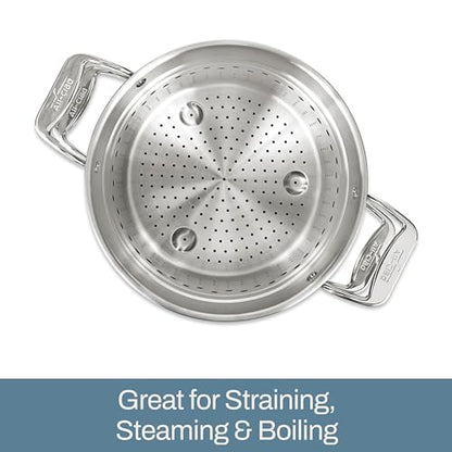All-Clad Stockpot 8 qt Stainless Steel Multipot With Insert & Lid, Stainless Steel Pot, Induction, Oven Broiler Safe 600F Skillet, Professional Cookware, Silver