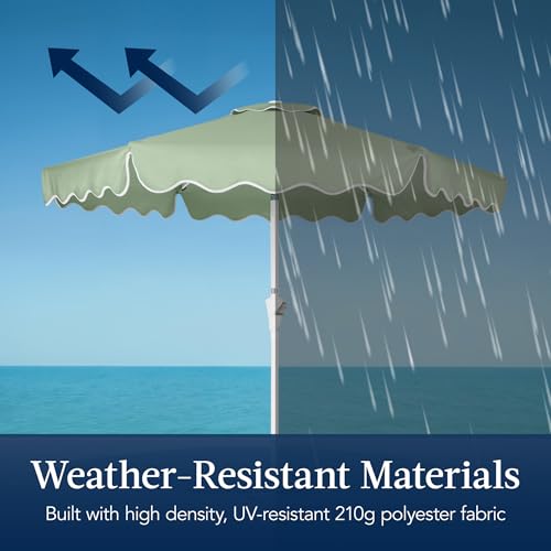 Best Choice Products 7.5ft Patio Market Umbrella with Wavy Trim, UV-Fade-Resistant 210g Canopy, Crank & Tilt, Wind Vent, Heavy-Duty Frame - Sage Green