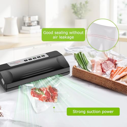 Bonsenkitchen Vacuum Sealer Machine for Food Storage,Black-Silver