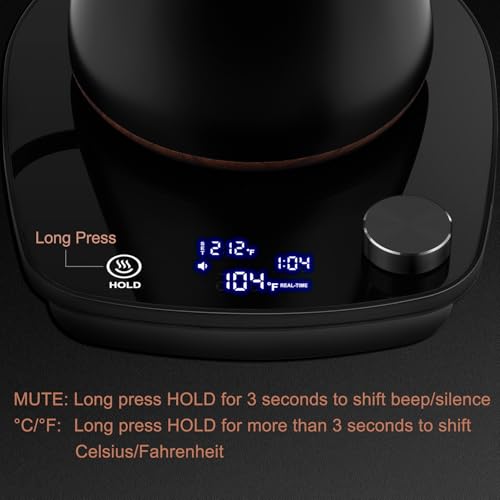 YDDZZM Gooseneck Electric Kettle, Intelligent Temperature Control, Stainless Steel Inner, Quick Heating, for Pour Over Coffee, Brew Tea, Boil Hot Water, 1000W 0.9L Black