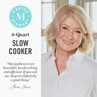 Martha Stewart 8 Quart Slow Cooker, Ceramic Nonstick Crock, Linen Cream