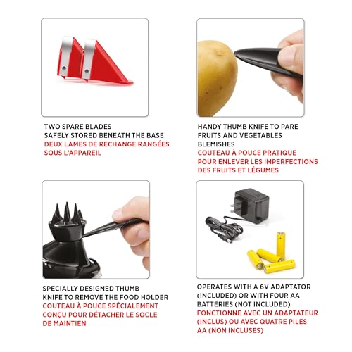 Starfrit Rotato Express Electric Peeler - 2 Spare Blades - Safe & Easy to Use - Effortlessly Peels Vegetables and Fruit