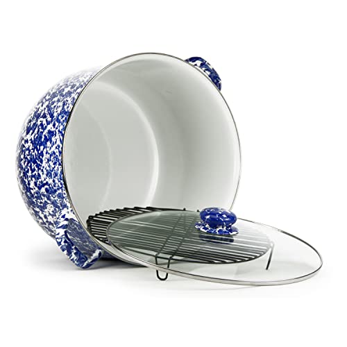 Golden Rabbit Enamelware Soup or Stock Pot, 18 quart, Cobalt Swirl