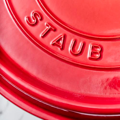 Staub Cast Iron Round Cocotte, Dutch Oven, 4-quart, serves 3-4, Made in France, Cherry