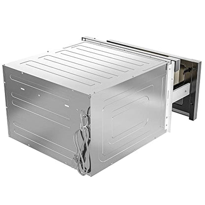 KoolMore 24 Inch Stainless-Steel Microwave Drawer with 1.2 cu. ft. Capacity, 1000W Power with 10 Custom Cooking Levels, Memory, and Timer Functions, Wall-Mounted with Flat Bottom (KM-MD-1SS)