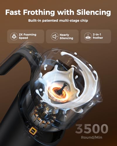 COLDFILL 21.16oz/600ml Milk Frother, 8-in-1 Automatic Milk Frother and Steamer, Electric Hot & Cold Foam Maker, Ergonomic Grip Stainless Steel Detachable Frother for Coffee, Latte, Cappuccino