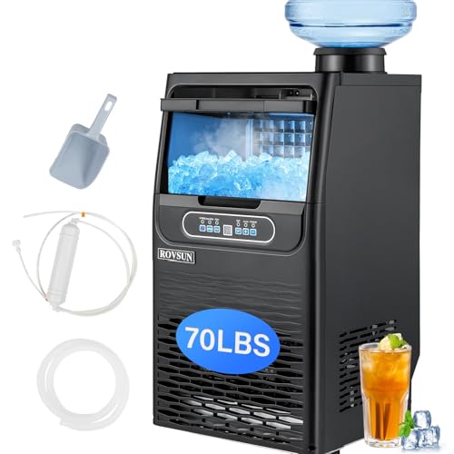 ROVSUN 70LBS/24H Countertop Ice Maker with 2 Water Inlets, ETL Certified