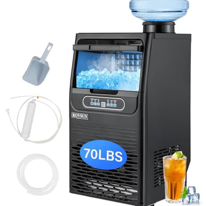ROVSUN 70LBS/24H Countertop Ice Maker with 2 Water Inlets, ETL Certified