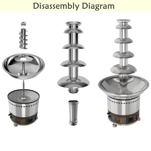 PreAsion Chocolate Fountain 110V Electric 5-Tiers Digital Chocolate Fountain Melting Machine Heating Fondue Fountain,4kg of chocolate