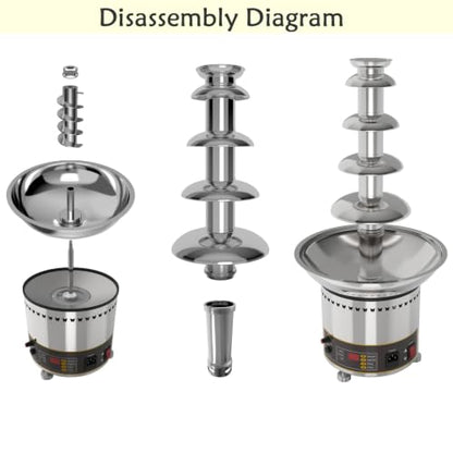 PreAsion Chocolate Fountain 110V Electric 5-Tiers Digital Chocolate Fountain Melting Machine Heating Fondue Fountain,4kg of chocolate