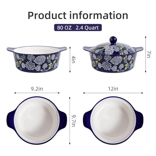 Wisenvoy Casserole Dish With Lid - Ceramic Baking Dishes For Oven