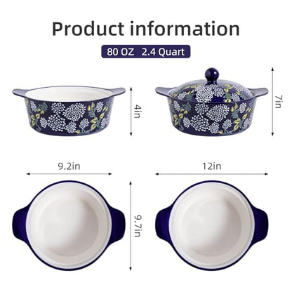 Wisenvoy Casserole Dish With Lid - Ceramic Baking Dishes For Oven
