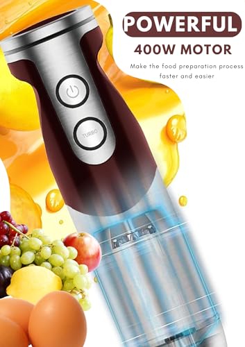 MEGAWISE Immersion Blender,12-Speed Hand Blender with Stainless Steel Blade
