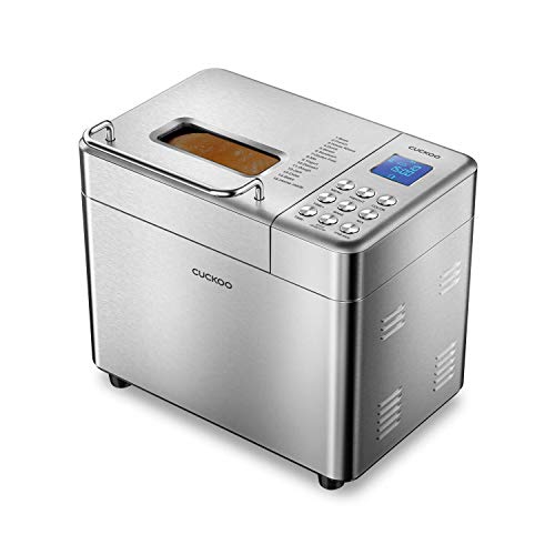 CUCKOO CBM-AAB101S | Multi-Functional Bread Maker | 1 lb, 1.5 lb, & 2 lb. Loaf Options, Crust Color Customization, Auto Fruit & Nut Dispenser, Gluten-Free Option | Stainless Steel (Renewed)