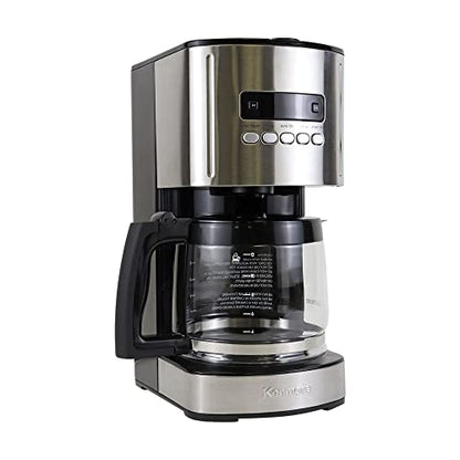 Koolatron Kenmore Drip Coffee Maker - 12 Cup Programmable Cafe Machine With Glass Pot, Regular & Bold Brew, Auto Shut Off Large Water Reservoir, Reusable Filter, Kitchen Appliances, Black