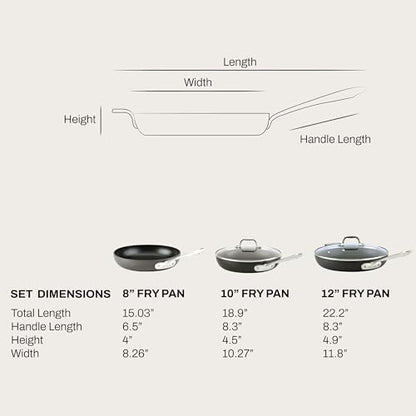 All-Clad HA1 Hard Anodized Nonstick Fry Pan Set – 5-Piece Cookware, 8", 10", 12" Skillets with Lid, Induction Compatible, Oven Safe to 500°F, Lid Safe to 350°F, Black