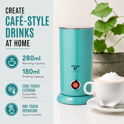 Moss & Stone Electric Milk Frother & Milk Warmer for Latte & Cappuccino