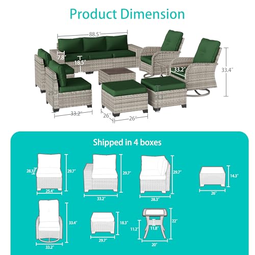 Outdoor Patio Furniture Set PE Wicker Rattan Outdoor Sectional Sofa